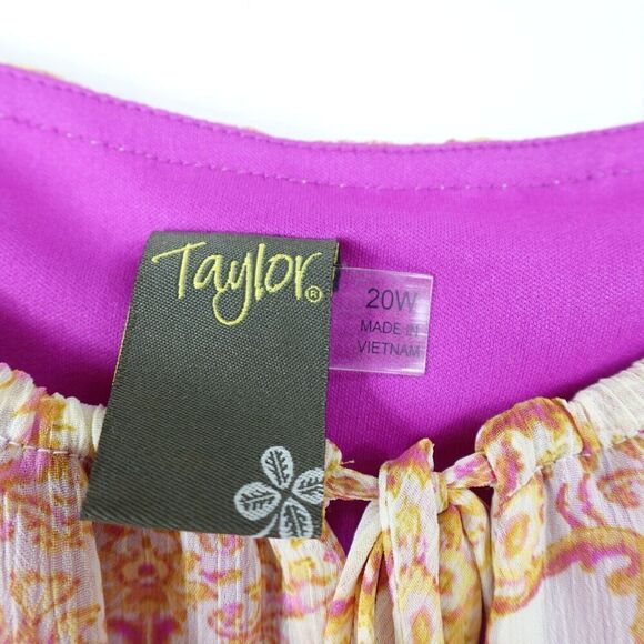 Taylor Womens Printed Ruffle Hem Peasant Dress Plus Size 20W - Picture 11 of 12